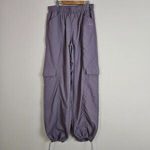 Wilo The Label Women's Nylon Cargo Pants Small Purple Drawstring Ankle Parachute